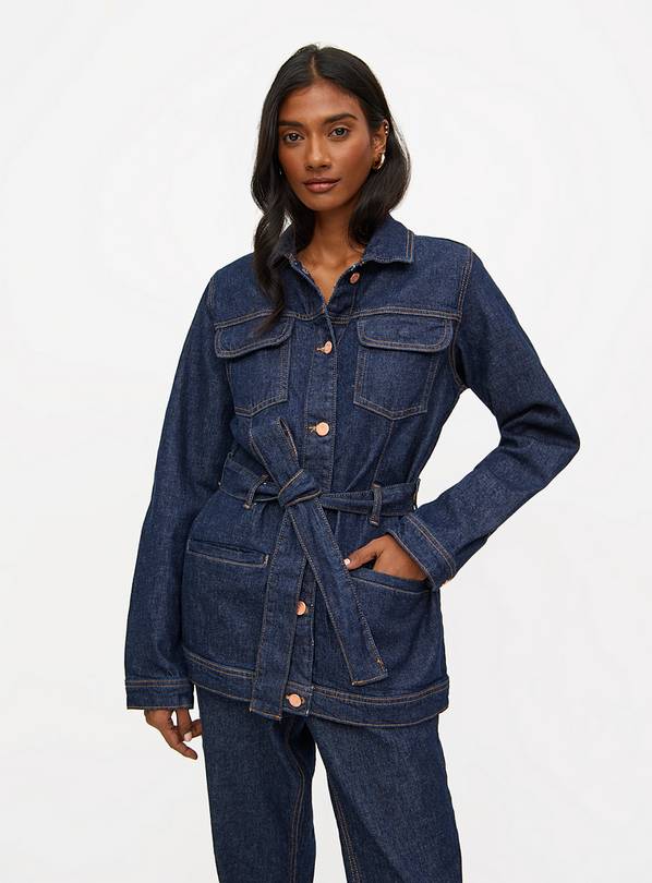 Indigo Washed Belted Denim Jacket  8